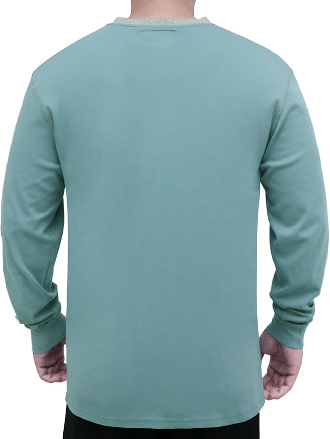 BOCOMAL FR Shirts for Men CAT2 5.5oz Long Sleeve Henley Workwear Flame Resistant Fire Retardant Shirt