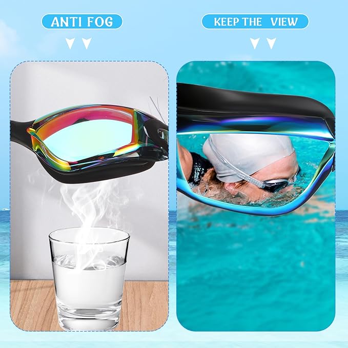 Flutesan 6 Pack Swimming Goggles Adult Kids Anti Fog Pool Goggles with Ear Plugs Nose Clip No Leaking Full Protection