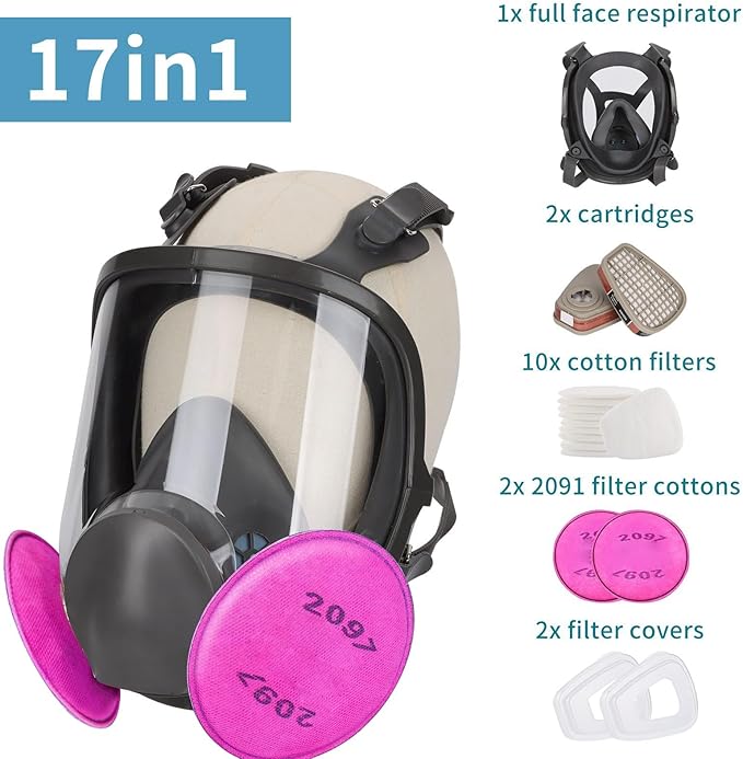 Full Face Respirator Mask, Reusable Respirator Mask with Filters，6800 Anti Fog Dust Gas Mask, for Spray Paint, Welding