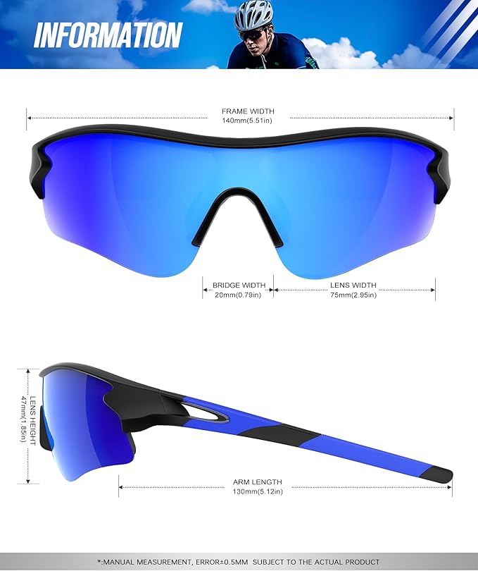 KALIYADI Sports Sunglasses Polarized Sunglasses-Men: Mens Sunglasses with UV400 for Golf Running Fishing