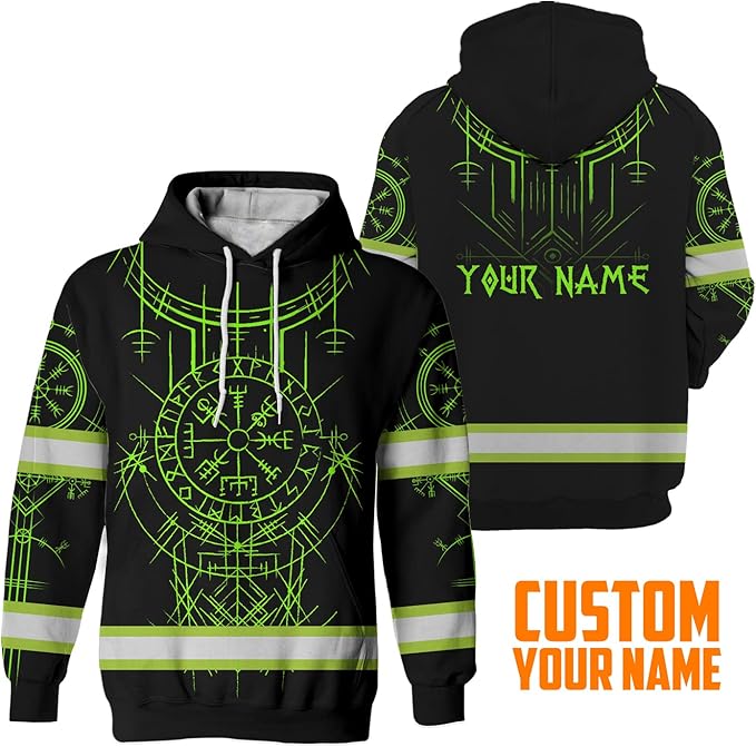 Matedecor Skull High Visibility Shirt Men Reflective Safety Shirts US Flag Custom Name Workwear, Runners, Walkers, Patriotic