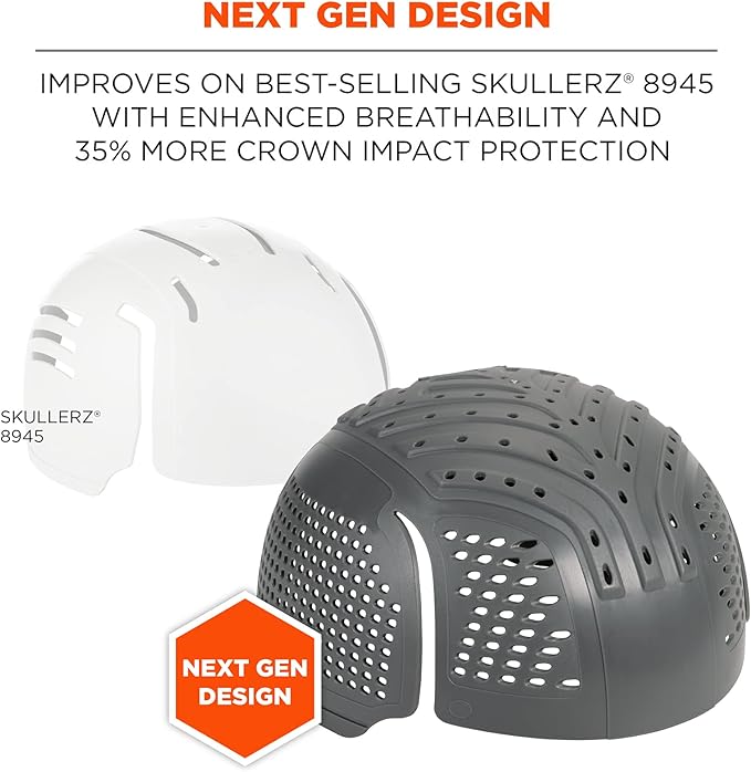 Ergodyne Skullerz 8945F(x) Universal Bump Cap Insert with Extra Venting, Fits Into Any Baseball Hat, Charcoal