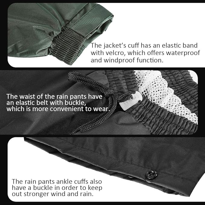 ILM Motorcycle Rain Suit for Men Waterproof Resistant Raincoat 6 Pockets 2 Pieces Packable Rainwear Jacket and Pants Model RS02