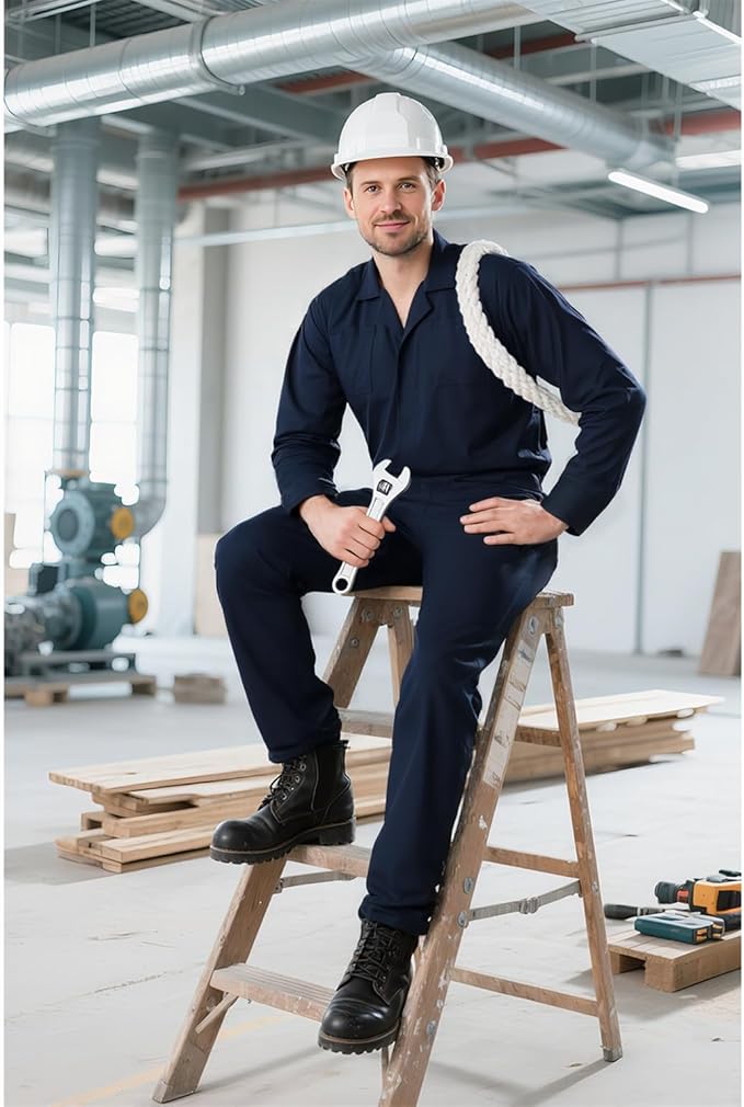 Navy Blue Adult Jumpsuit Coveralls Halloween Costume for Men Jumpsuit Horror Killer Costume Mechanic Work Uniform
