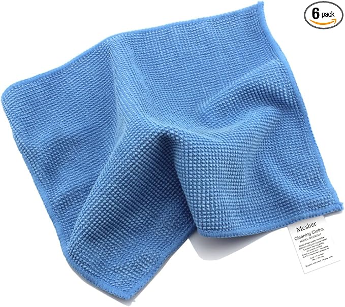 Microfiber Cleaning Cloths - 6 Pack, Blue, 6"x 7" Inch