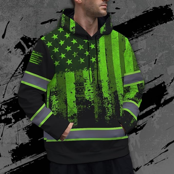 Maddly High Visibility US Flag Collection Safety Workwear Custom Name for Workers, Runners, Truckers, Patriotic