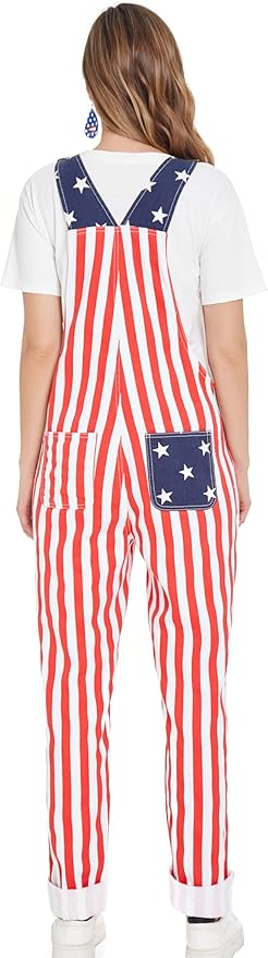 Bib Overalls for Men Adjustable Straps Jumpsuit Striped Women Coveralls with Pockets
