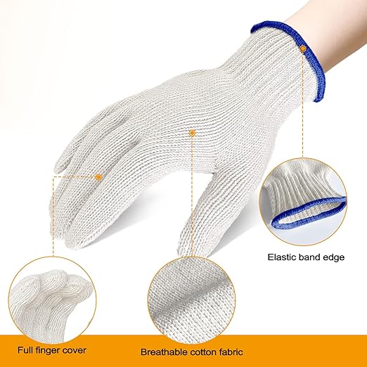 GSAFEME 12 Pairs Cotton Glove Liners for BBQ, Cooking, Grilling, Food Handling - Safety Work Gloves Hand Saver, Medium