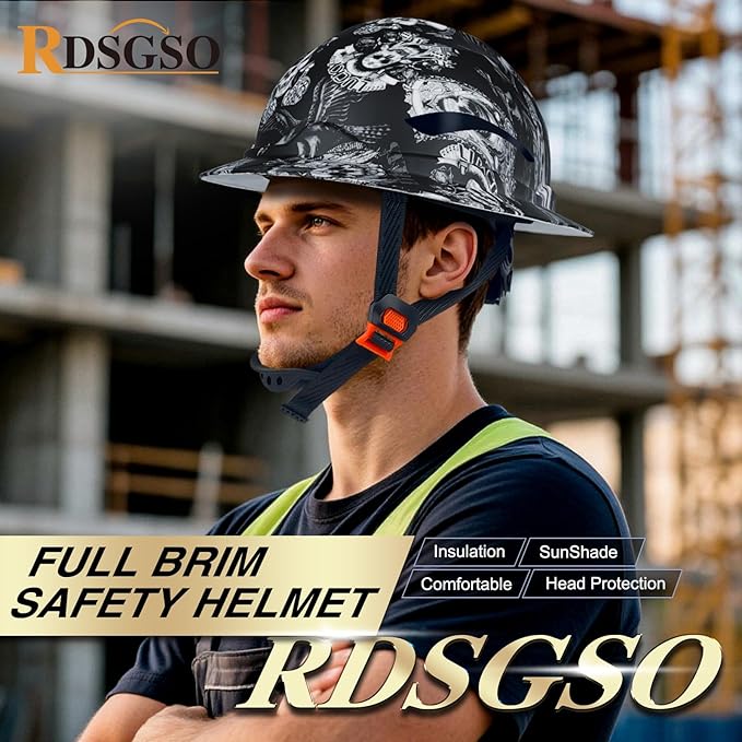 Full Brim Hard Hats ANSI/ISEA Z89.1 Type I Class E Certified 6-Point Suspension Lightweight Vented Adjustable Safety Helmet for Construction Industrial