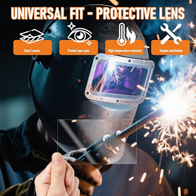 20Pcs - 2" x 4" - Universal Welding Helmet Clear Lens - Replacement Welding Helmet Lens