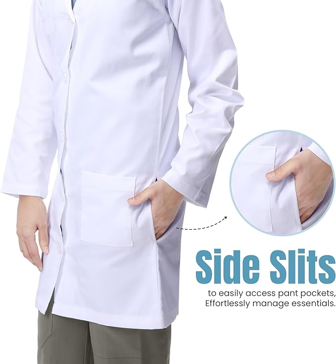 NY Threads Professional Lab Coat for Men Long Sleeve Medical Coat
