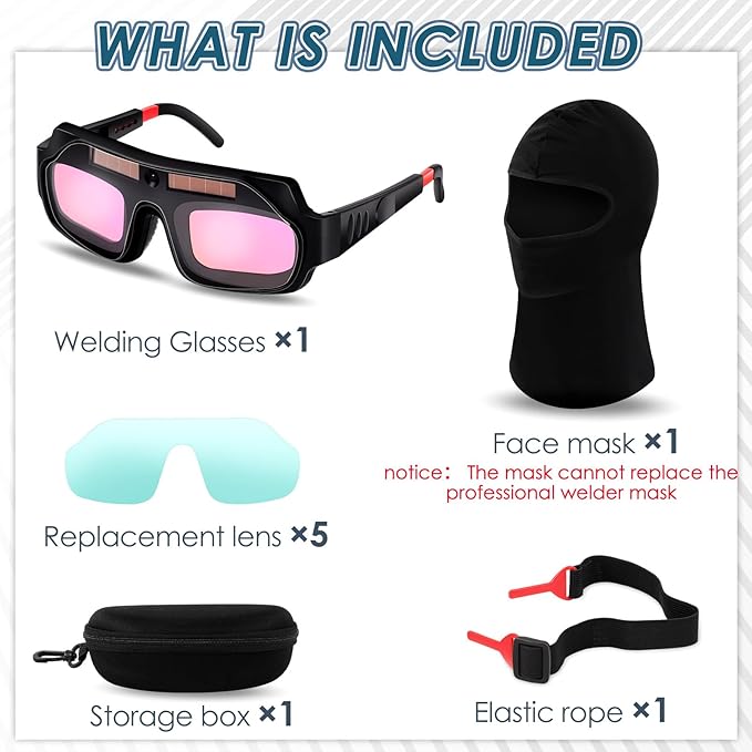 1 Set Welding Glasses Solar Welding Goggles Auto Darkening Welder Glasses Mask Helmet with Replacement Lenses