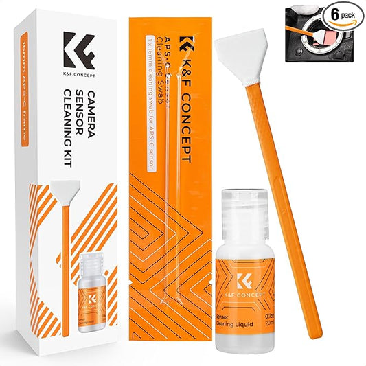 K&F Concept 16mm APS-C Frame Sensor Cleaning Swab*6 + 20ml Sensor Cleaner, DSLR SLR Digital Camera CMOS and CCD Sensor Cleaning Swab Kits for Nikon Sony Canon Camera Clean