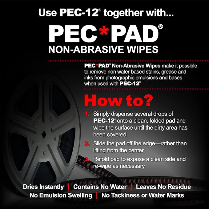 PEC-12 Photographic Emulsion Cleaner - Non-Water Based Stain, Grease, and Ink Remover from Emulsions and Bases for Cleaning Film, Photo Negatives, B&W Slide - Can (32oz)