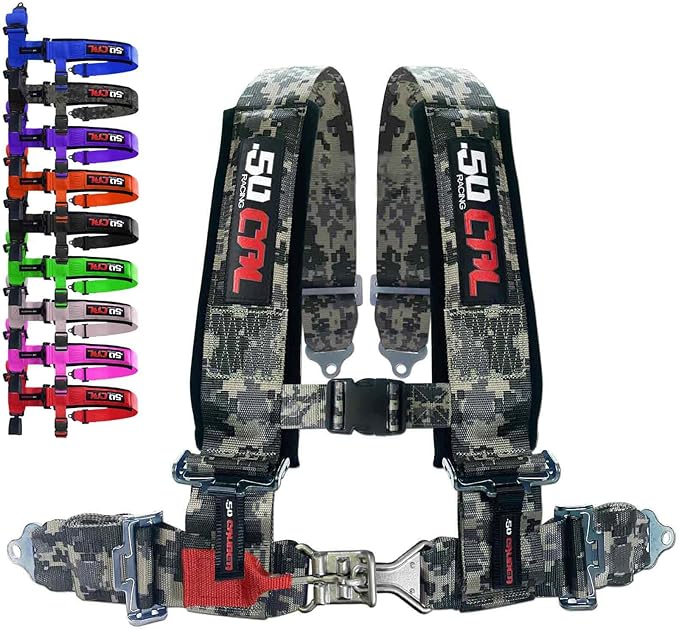 1pc Camouflage 4 Point Harness for Bucket Seat, Latch Release, 9 Color Options, Racing Harness, Race Car, Off Road, UTV, RZR [6000A3]