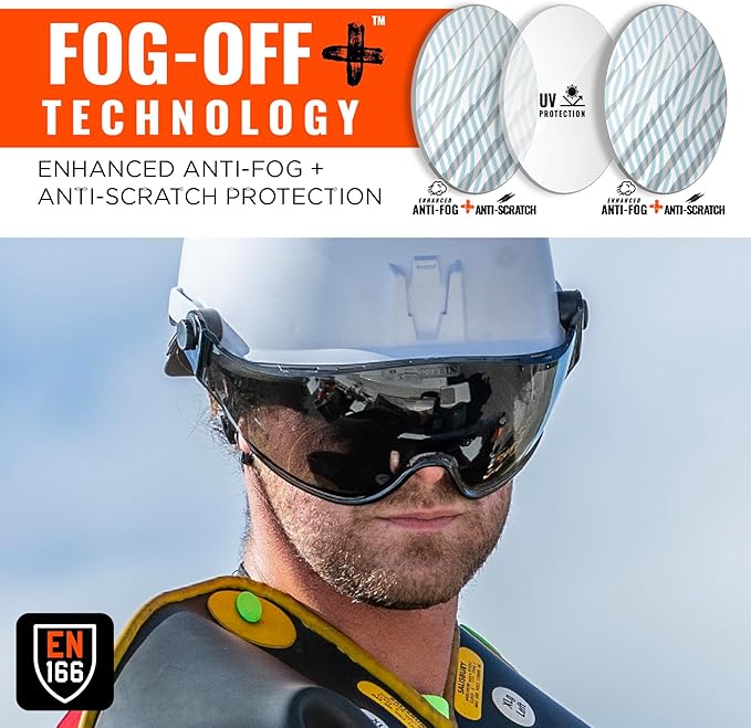Ergodyne Skullerz 8975V Class C Safety Helmet with Visor, Anti-Fog Smoke Lens