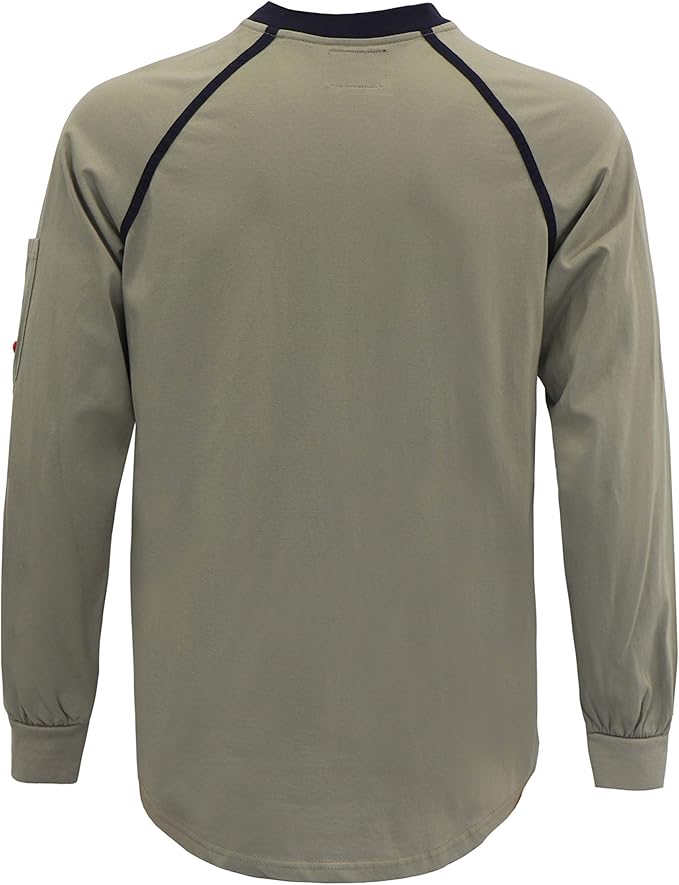 TICOMELA FR T Shirt Flame Resistant Shirt 5.5oz 100% Cotton Light Weight Workwear Men's Long Sleeve Henley Shirts