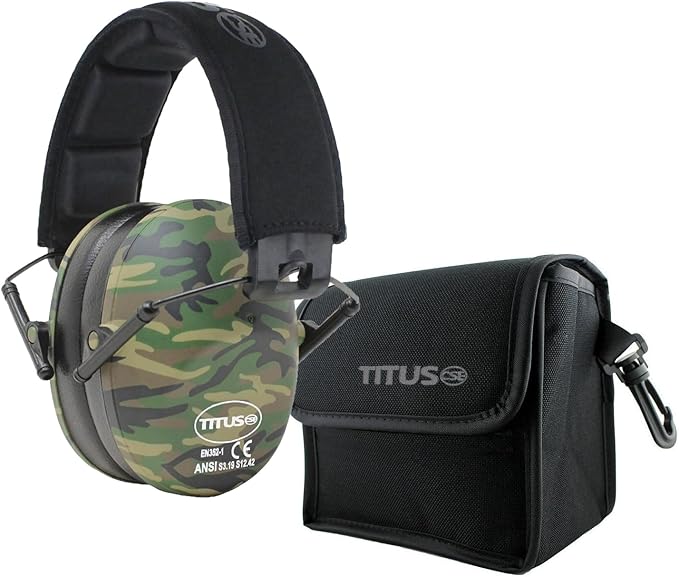 TITUS 2-Series Premium Low Profile Earmuffs, ANSI Rated, High NRR Noise Reduction, Durable Sport Band, Hearing Protection PPE