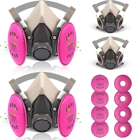 Reusable Half Facepiece Respirator Mask Set Against Organic Vapors,Dust,Asbestos, Painting,Welding,Sanding,Cutting