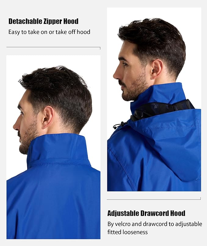 SWISSWELL Mens Women Rain Suit Rain Jacket and Pants Waterproof Lightweight Windbreaker with Detachable Hood for Golf Fishing