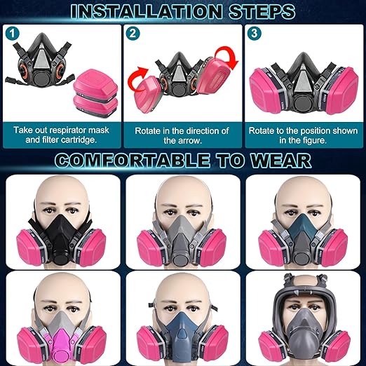 5 Pair Respirator Cartridges & Filters, 60921 Filter Cartridge, Against Organic Vapors, Formaldehyde, Acid Gases, Paint, Respirator Filters for 6200, 6800, 7502, 4008 Series