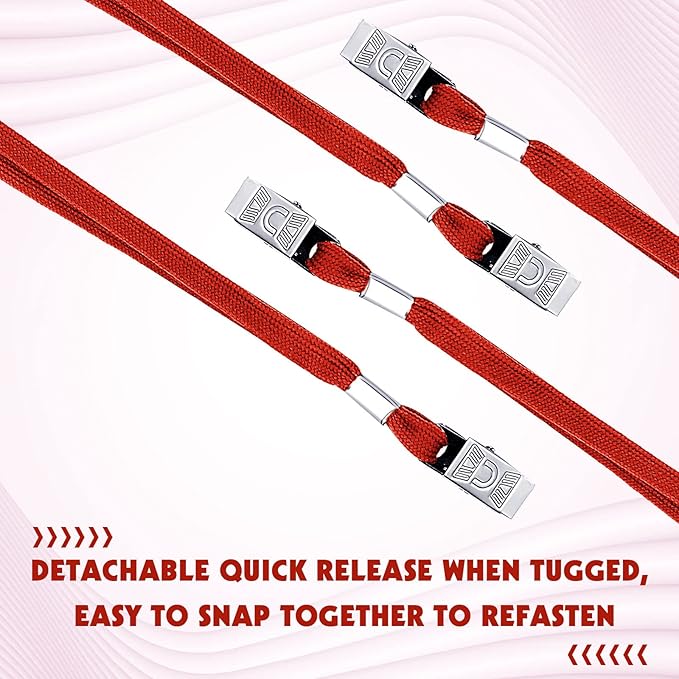 Hoolerry 300 Pcs Lanyards Clips Bulk for ID Name Badge Holder Lanyards Flat with Swivel Hook for Office School(Red)