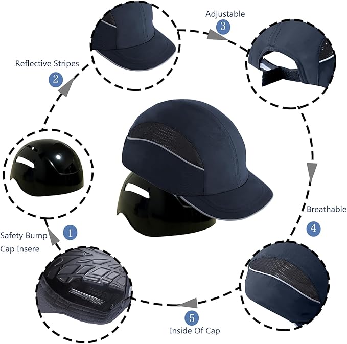 Lightweight Hard Hat Safety Bump Cap Safety Hard Hat Head Protection Cap Breathable Baseball Hat Style Comfortable Head Protection Hat for Work