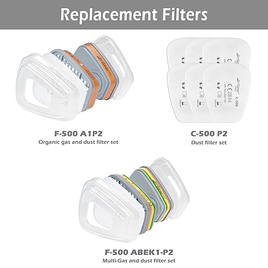 AirGearPro M-500 Reusable Respirator Mask with A1P2 Filters | Anti-Gas, Anti-Dust | Gas Mask Ideal for Painting, Woodworking, Construction, Sanding, Spraying, Chemicals, DIY etc