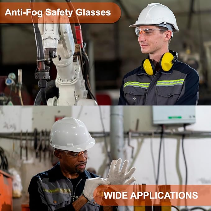 8 Pack Safety Glasses Anti Fog Scratch Safety Clear Lenses Eye Protection working Glasses Protective Equipment Security Eyewear for Welding Outdoor Construction Laboratory Chemicals