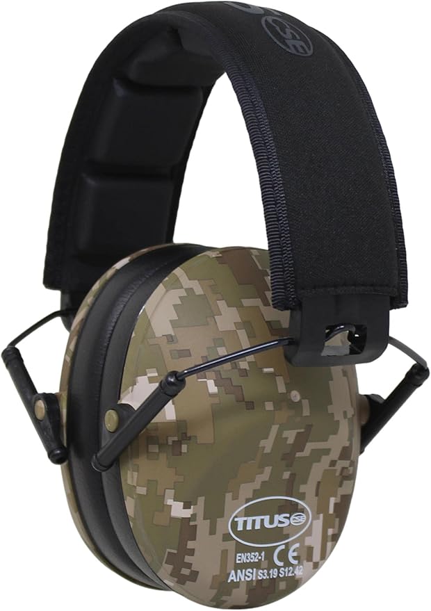 TITUS 2-Series Premium Low Profile Earmuffs, ANSI Rated, High NRR Noise Reduction, Durable Sport Band, Hearing Protection PPE