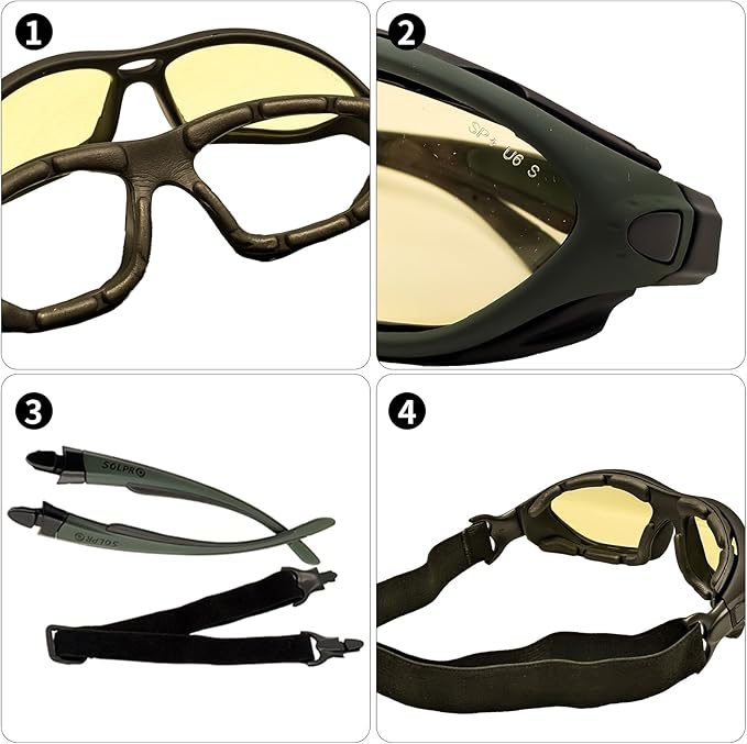Powersports Glasses Safety Motorcycle Goggle, Anti-fog, Wrap around, Windproof, Hunting, Riding, Mowing,Men and Women
