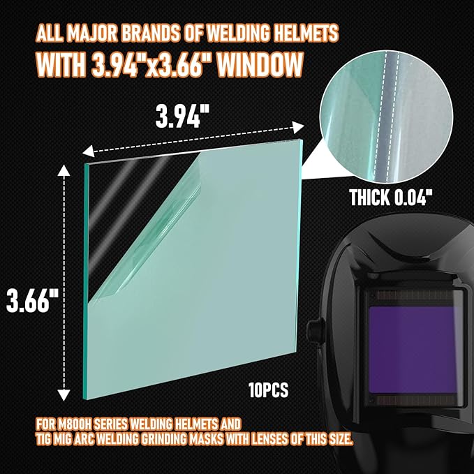 10Pcs - 3.94" x 3.66" - Universal Welding Helmet Clear Lens - Replacement Welding Helmet Lens