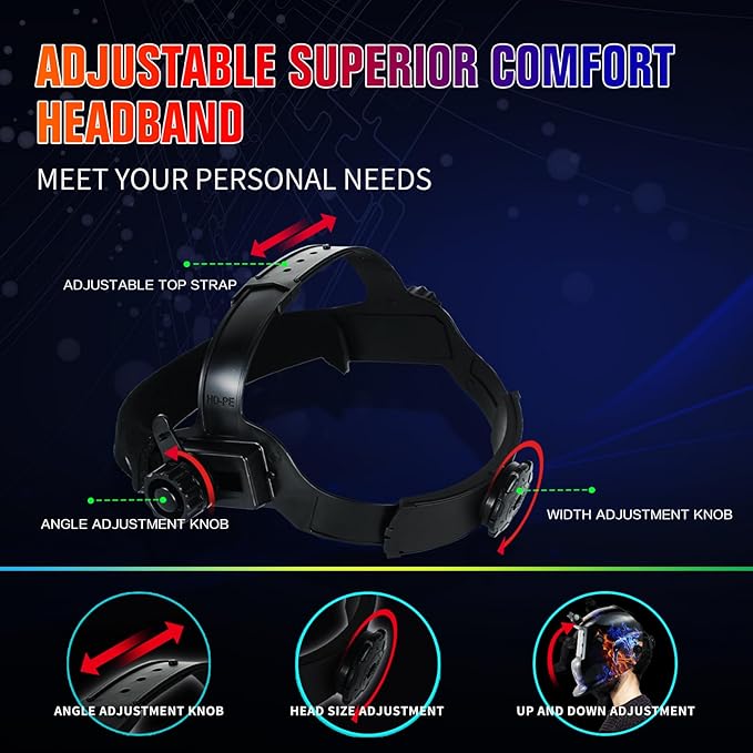 Welding Helmet with Light True Color Auto Darkening Welding Helmets for Men Solar Powered Welding Hood with 2 Arc Sensor Wide Shade 4/9-13 for TIG MIG ARC Cool Welder Mask (TRQ-HD11)