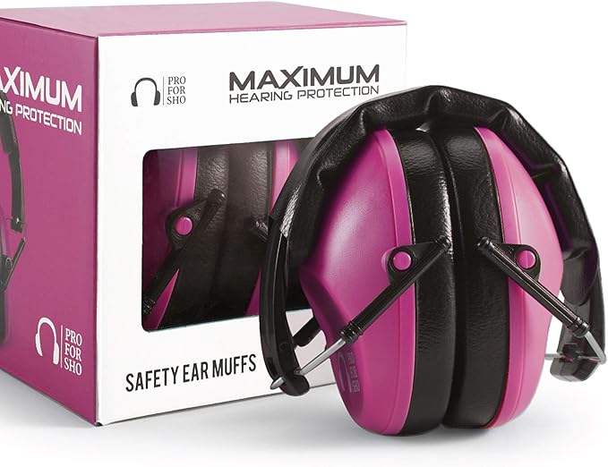 Pro For Sho 34dB NRR Hearing Protection Ear Muffs - Highest NRR in Compact Design, Ear Protection for Shooting, Mowing, Work