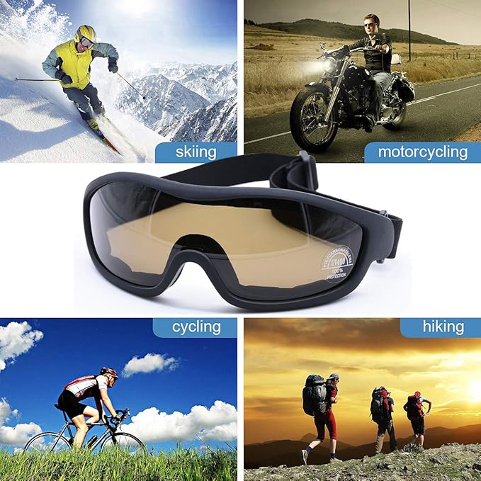 Viriber Motorcycle Goggles - UV Protective Outdoor Dust-proof Combat Goggles, Military Sunglasses, Tea