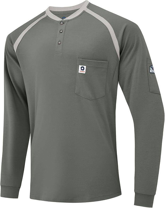 FR Shirts for Men CAT2 Flame Resistant Shirts 6.5oz Light Weight Long Sleeve Fire Retardant Shirts