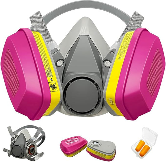 Respirator Mask for Chemical - Half Facepiece Respirator Mask with 60923 Filter for Organic Vapors Epoxy Resin Dust Painting Construction Sanding