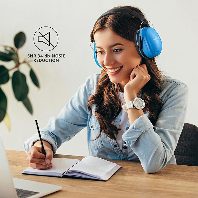 Hearing Protection Ear Muffs,NRR 28db Noise Cancelling for Shooting, Mowing, Construction,Blue