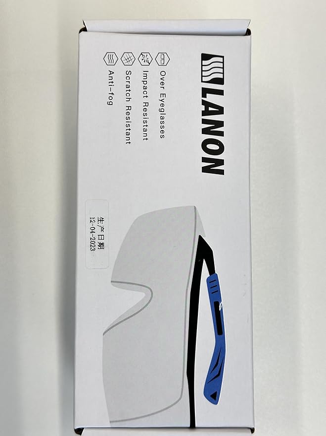 LANON Safety Glasses Over Glasses,ANSI Z87.1 Lenses with Anti-Fog & Scratch,Side Protection, High Transmission, Adjustable Protective Eyewear Goggles