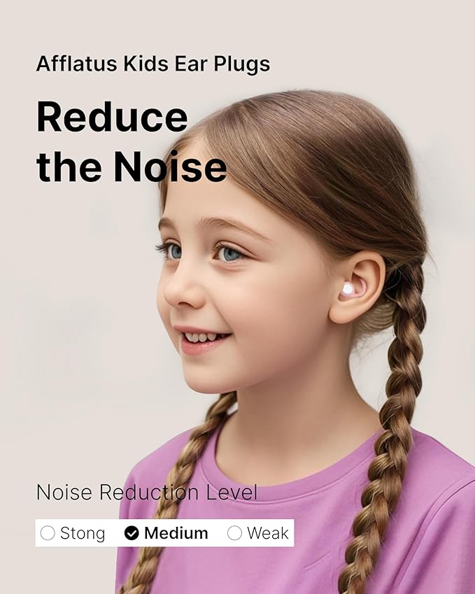 Afflatus Kids Ear Plugs for Sleeping and Small Ear Canls, Age 10-17, Comfort Earplugs for Small Ears, Sleep, Noise Reduction, Concerts, Reusable, Washable (Size S, Pairs*2)
