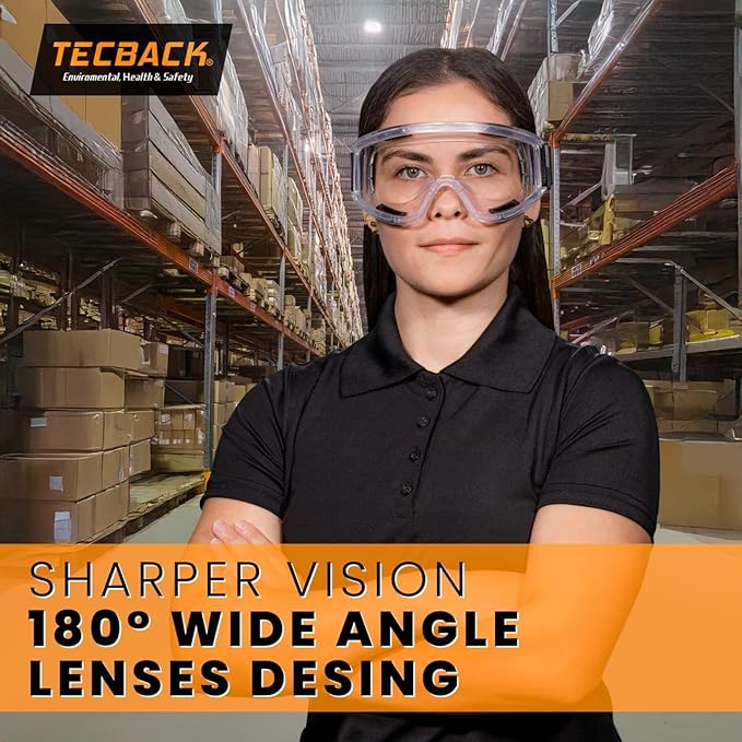 Anti-Fog Safety Goggles | Impact & Splash Resistant Anti-Scratch Clear Lenses | Fits Over Glasses |ANSI Z87.1 & EN166