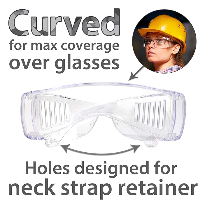 BISON LIFE Diamont Vented Over Glasses Safety Glasses | Meets ANSI Z87.1, Impact Resistant Polycarbonate Lens