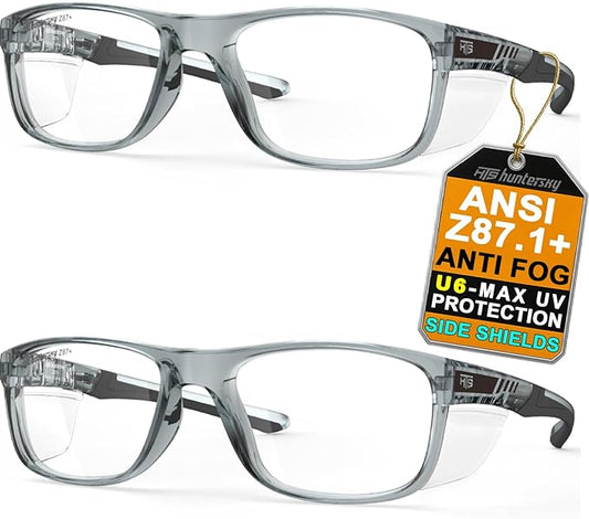 HTS TR90NZZ Safety Glasses Small Size with Side Shields ANSI Z87 Optical Eyeglass prescription Frame Scratch Fog Resistant
