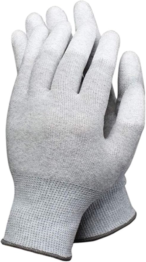 VIPER 10 Pairs Anti Static Gloves, Coated Fingertip Grey Carbon Fibers,13G ESD Safety Work Gloves
