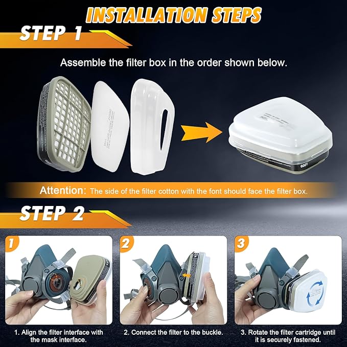 15/PK 6001 Filter Cartridges for Respirator, Replacement Respirator for 6200,6800,4008 Series, Organic Vapor Cartridge for Filtration of Gas,Paints,and Chemicals.