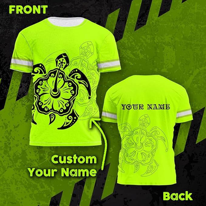 Matedecor Skull High Visibility Shirt Men Reflective Safety Shirts US Flag Custom Name Workwear, Runners, Walkers, Patriotic