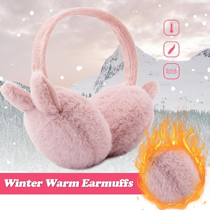 Kids Winter Earmuffs Baby Warm Ear Muff Girls Cute Furry Ear Warmers Boys Foldable Ear Covers for Cold Weather