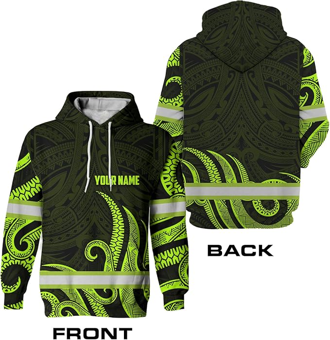 Matedecor Skull High Visibility Shirt Men Reflective Safety Shirts US Flag Custom Name Workwear, Runners, Walkers, Patriotic