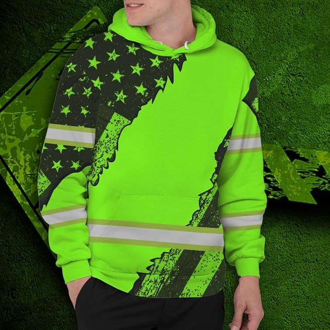 Maddly High Visibility US Flag Collection Safety Workwear Custom Name for Workers, Runners, Truckers, Patriotic