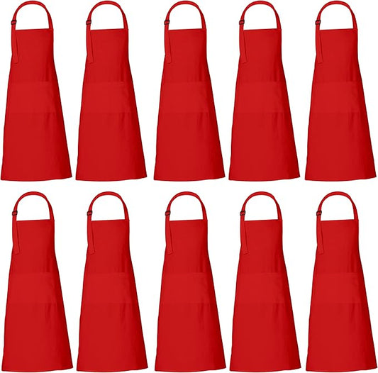 RAJRANG 100% Cotton Cooking Apron with 3 Pockets Kitchen Chef BBQ Adjustable Bib Aprons for Women Men